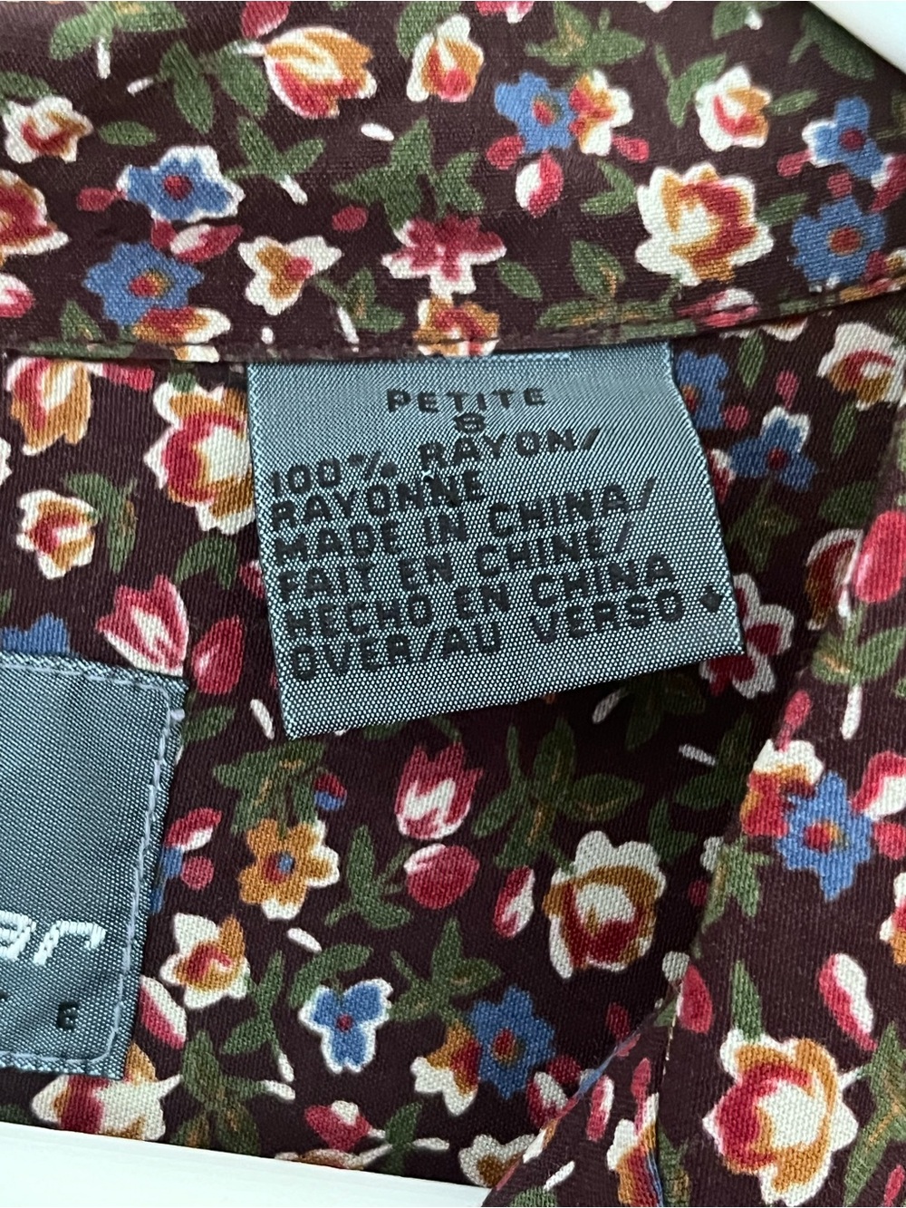 Liz Wear Vintage , prairie , Black Floral Button-Front Dress with Contrast Trim - Picture 4 of 6